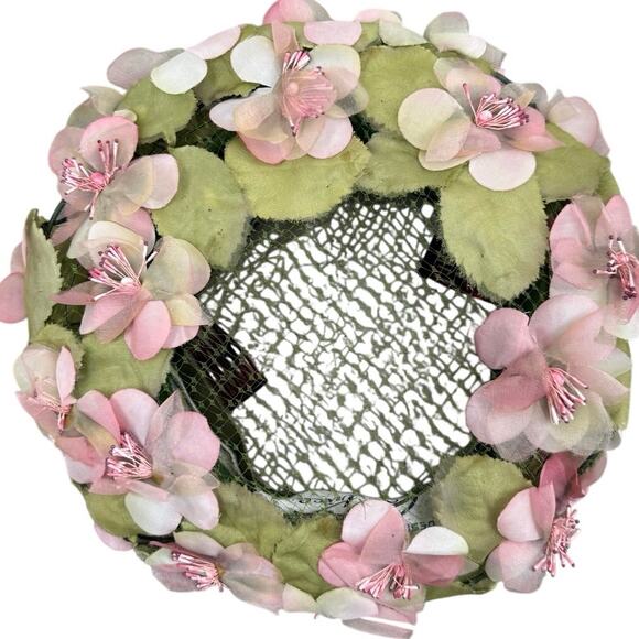 Vintage 50s Patrice Floral Ring Hat Pink Silk Flowers Fascinator main image 7